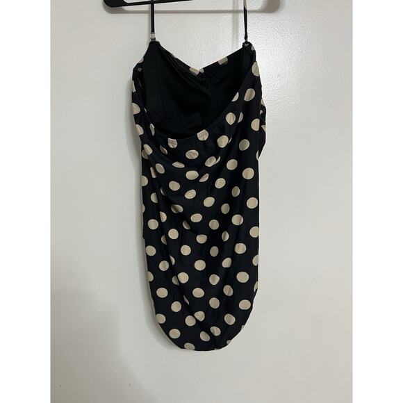 J. Crew Bandeau One Piece Bathing Suit Neck Strap Halter Black Polka - 16 - Picture 2 of 4